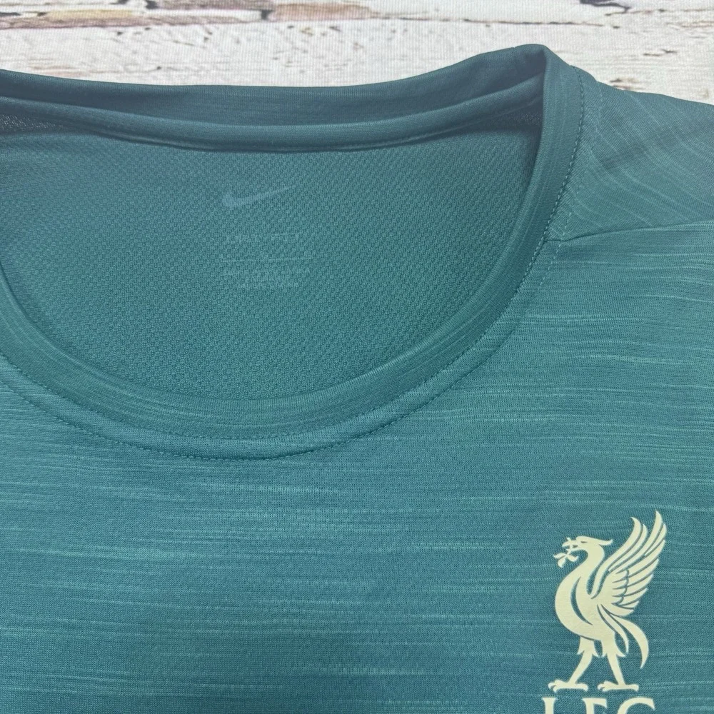 Nike Liverpool FC LFC Mens L Teal Green Logo Long Sleeve 22-23 Dri Fit T-Shirt